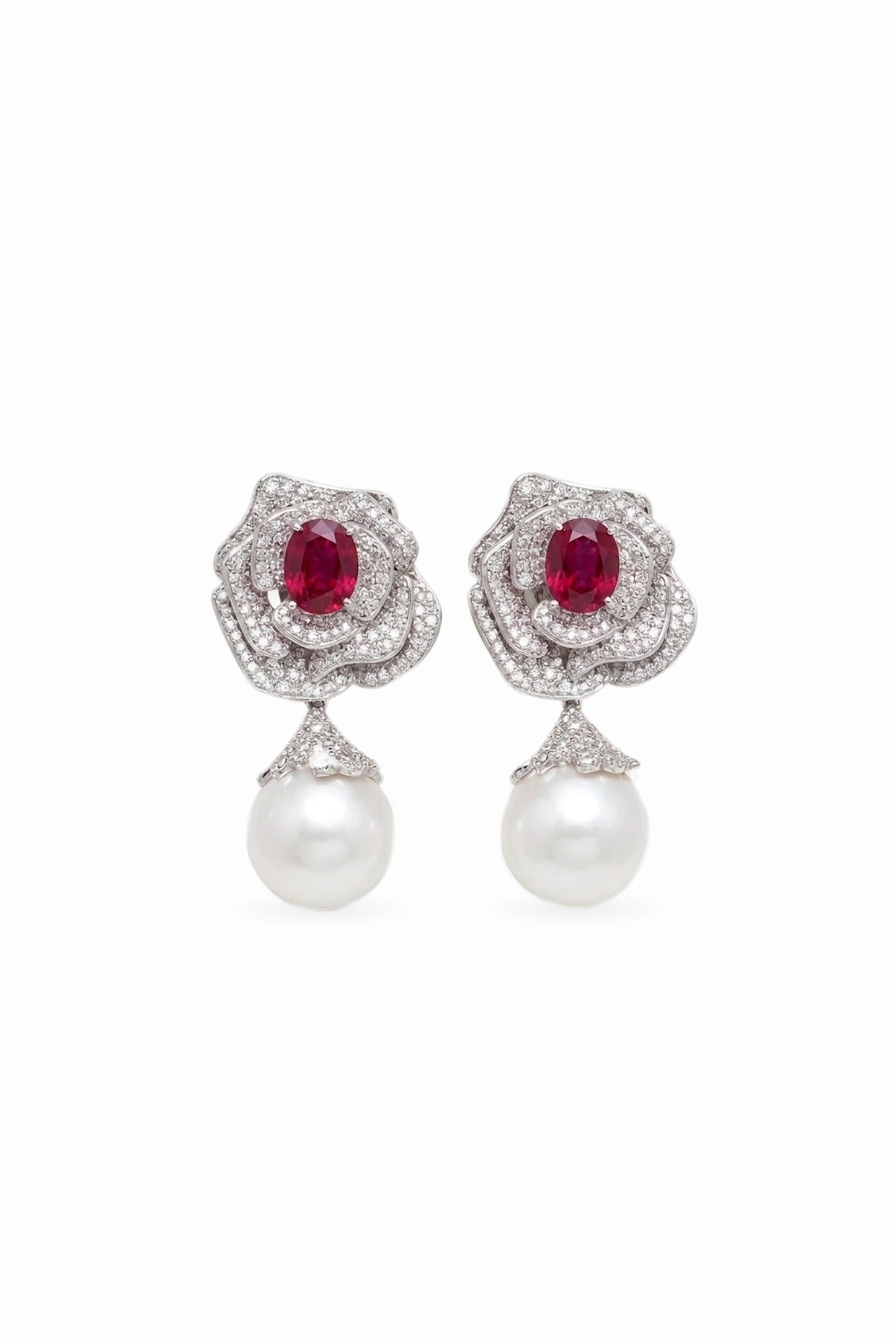 Rosette Pearl Drop Earrings