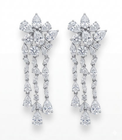 Double Baguette Column Drop Earrings