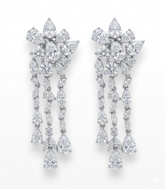 Double Baguette Column Drop Earrings
