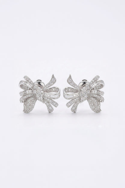 Diamond Bow Stud Earrings