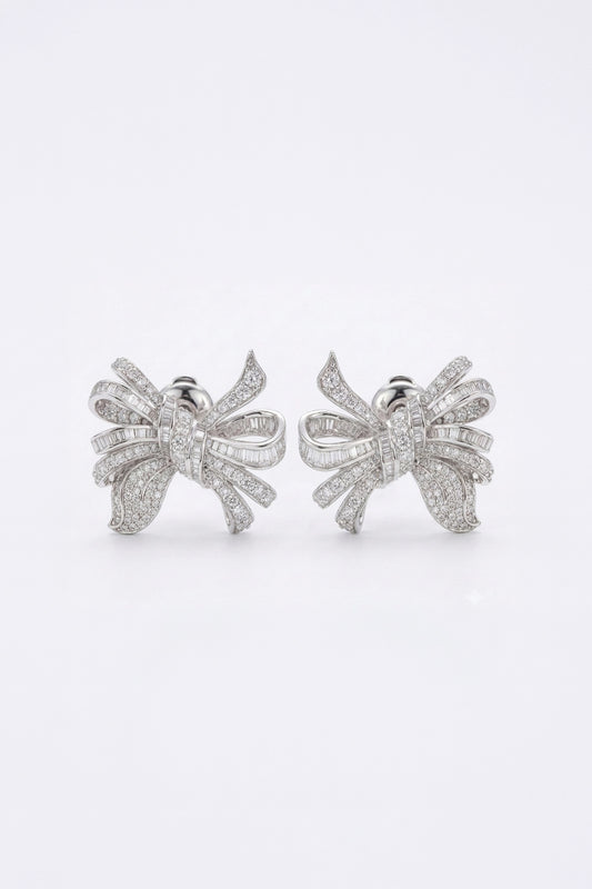 Diamond Bow Stud Earrings