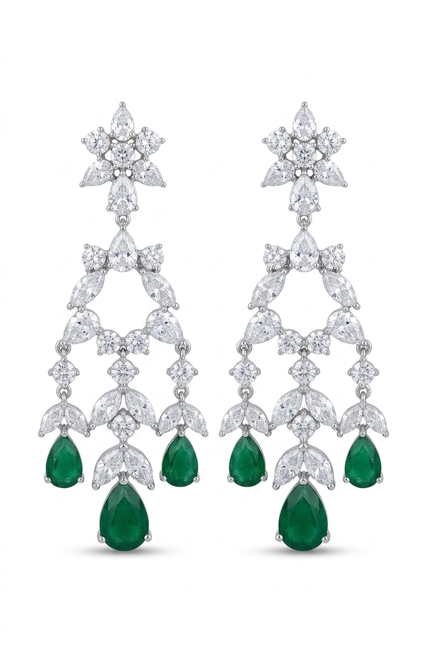 Emerald Cascade Chandelier Earrings