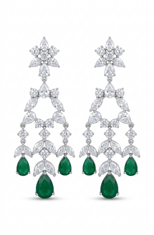 Emerald Cascade Chandelier Earrings
