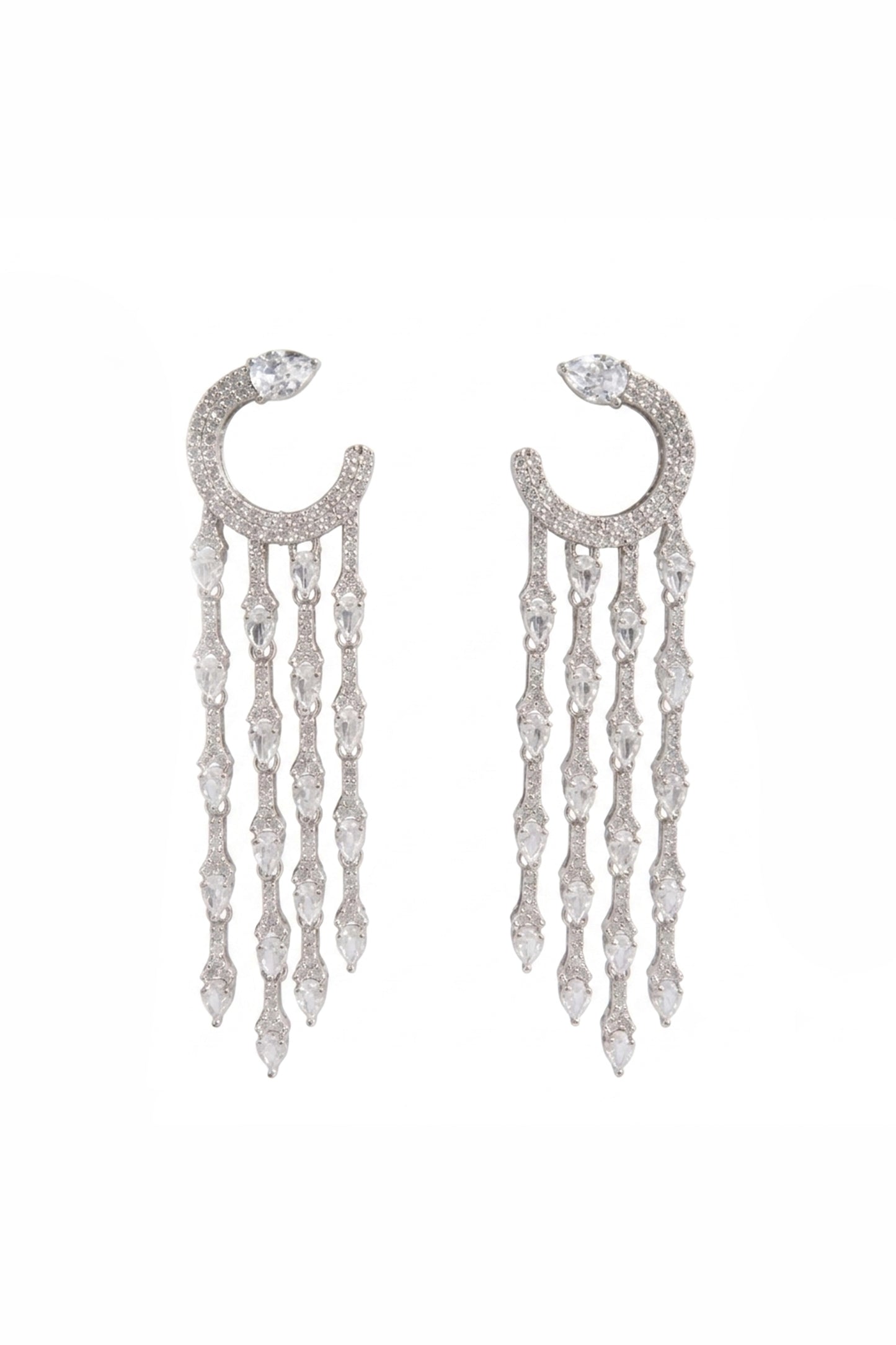 Elegant Diamond Cascade Drop Earrings
