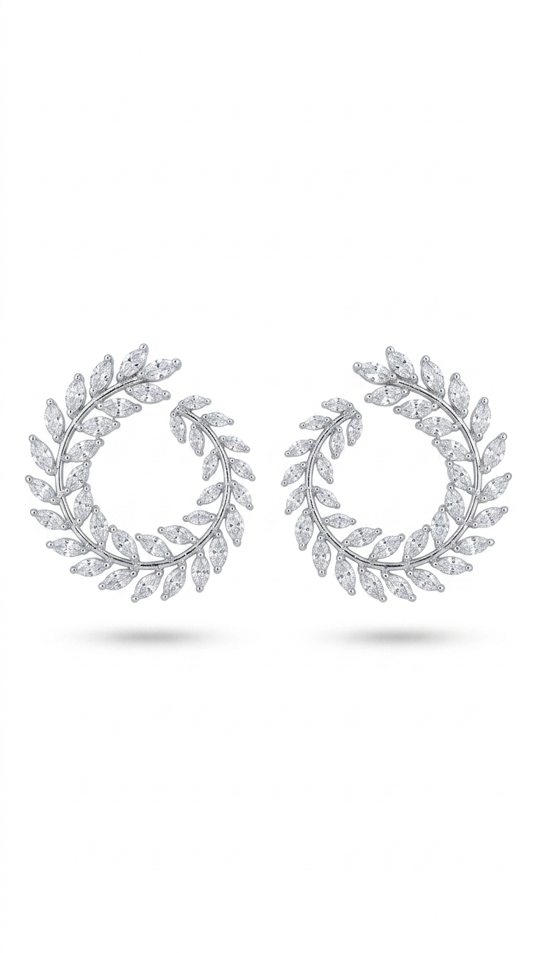 Laurel Leaf Open Hoop Earrings
