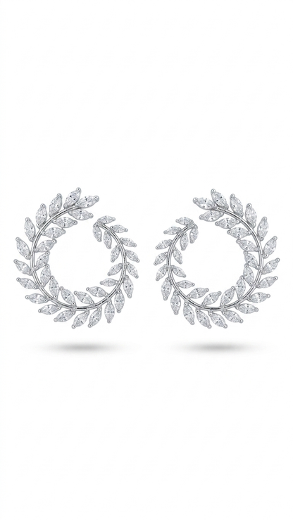 Laurel Leaf Open Hoop Earrings