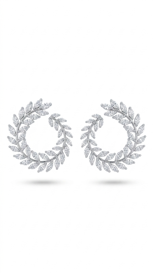 Laurel Leaf Open Hoop Earrings