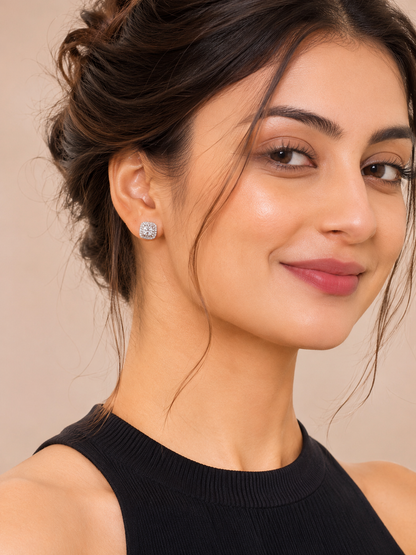 Moonlit Square Soft Sparkle Studs for Everyday Wear