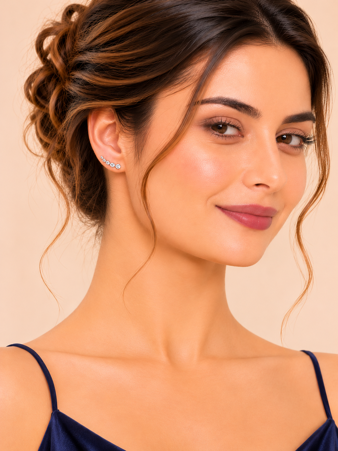 Dewdrop Trail Delicate Diamond Ear Climber Earrings