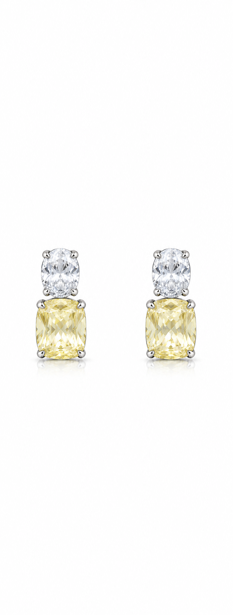 Lemon Drop Yellow Crystal Duo Stone Earrings