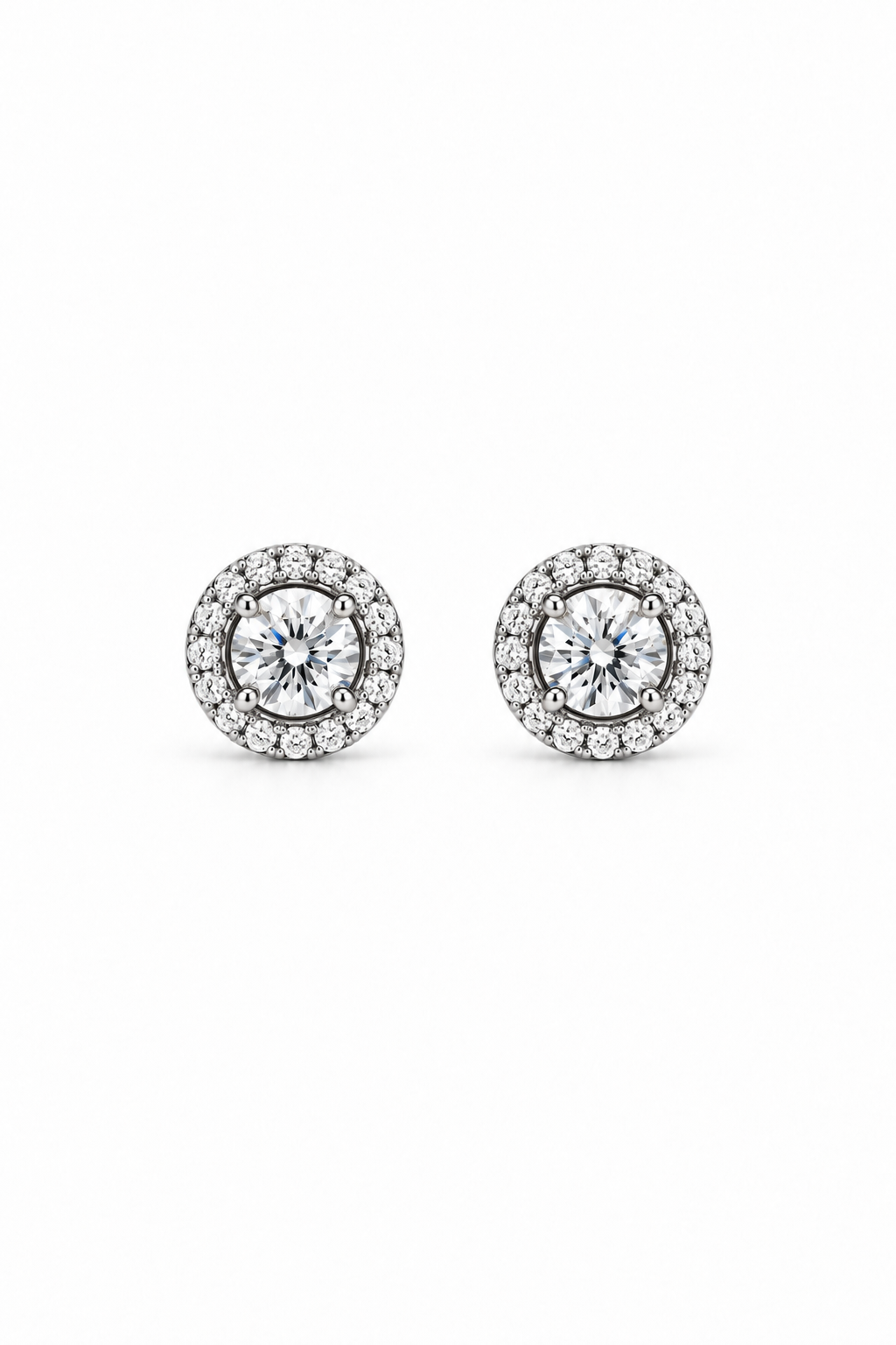 Orbit Glow Round Solitaire Sparkling Halo Studs Earrings