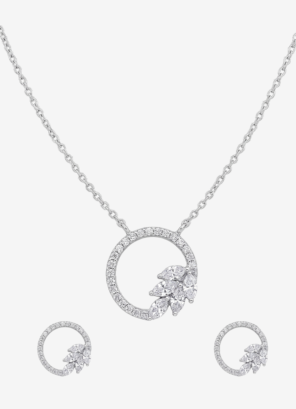 Open Circle Diamond Pendant Set