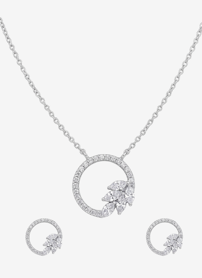 Open Circle Diamond Pendant Set