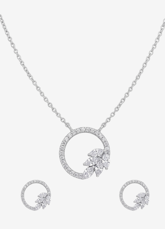 Open Circle Diamond Pendant Set