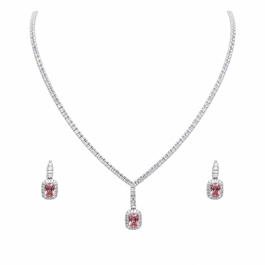 Emerald Blush Teardrop Pendant Necklace Set