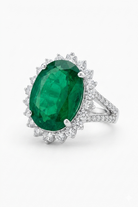 Cushion Emerald Halo Ring
