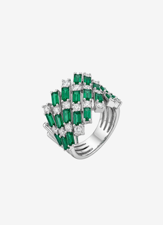 Emerald Cluster Cocktail Ring