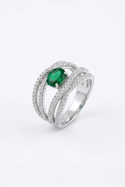 Oval Emerald Crown Halo Ring