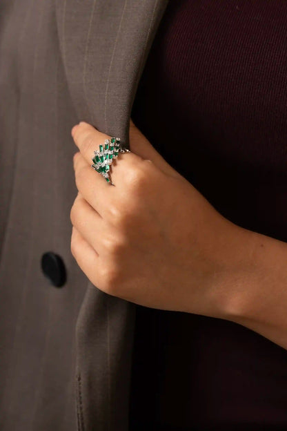Emerald Cluster Cocktail Ring