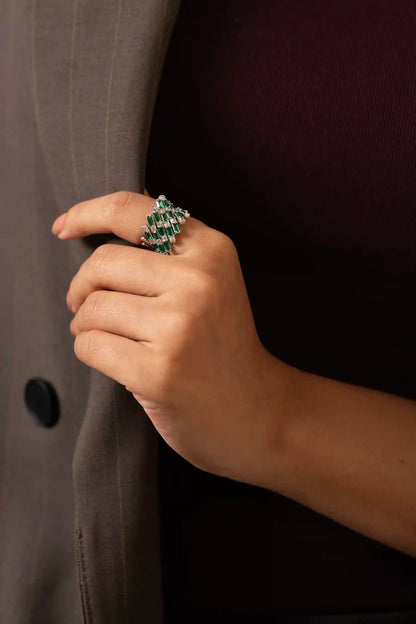 Emerald Cluster Cocktail Ring