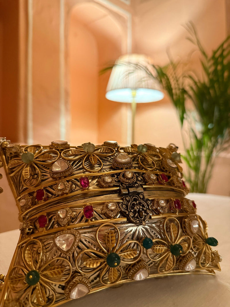 Aangee Polki Basra Pearl Metal Clutch Bag