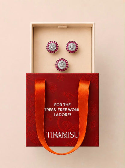 Ruby Blossom Halo Pendant Gift Box Set