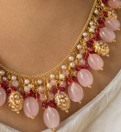 Asmita Pink Aventurine Waterfall SP Necklace