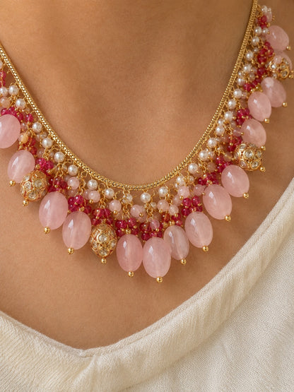 Asmita Pink Aventurine Waterfall SP Necklace