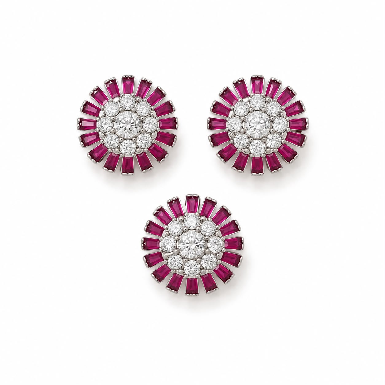 Ruby Blossom Halo Pendant Gift Box Set