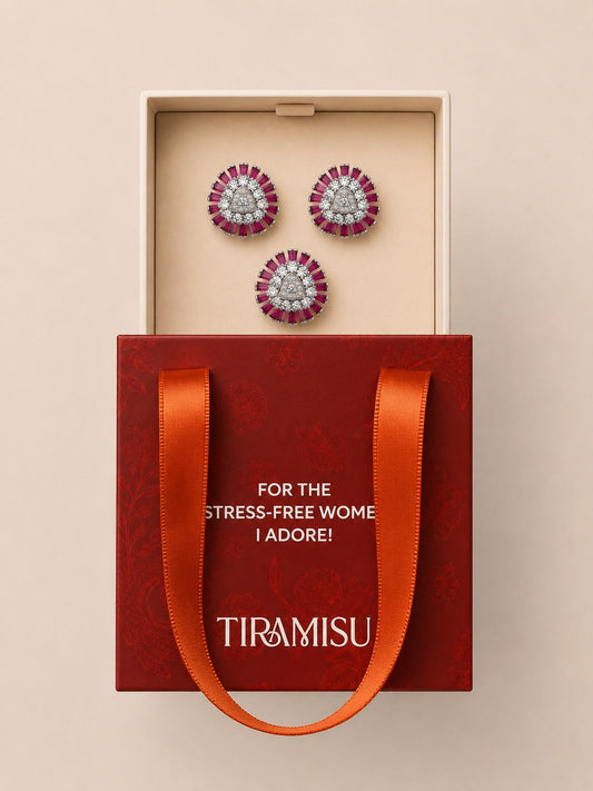 Ruby Blossom Halo Pendant Gift Box Set