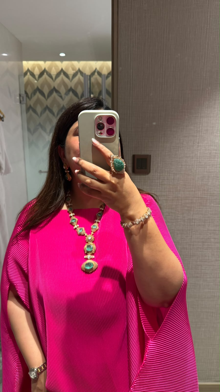 Rajwada Emerald Polki Statement Necklace Set