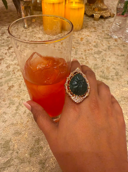 Araya Kashi Patta Green Stone Polki Cocktail Ring