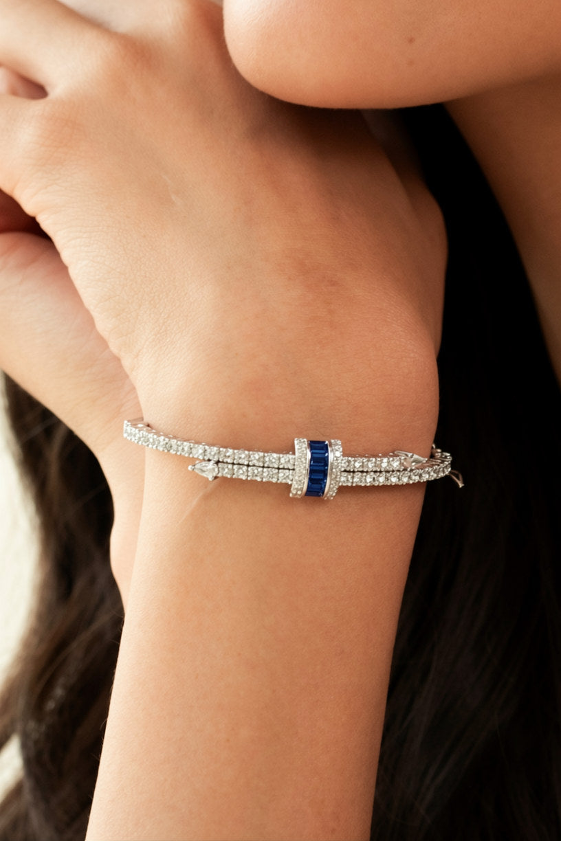 Diamond Twin Row Blue Bracelet
