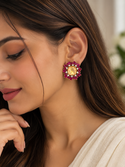 Aaradhya Royal Floral Statement Earrings