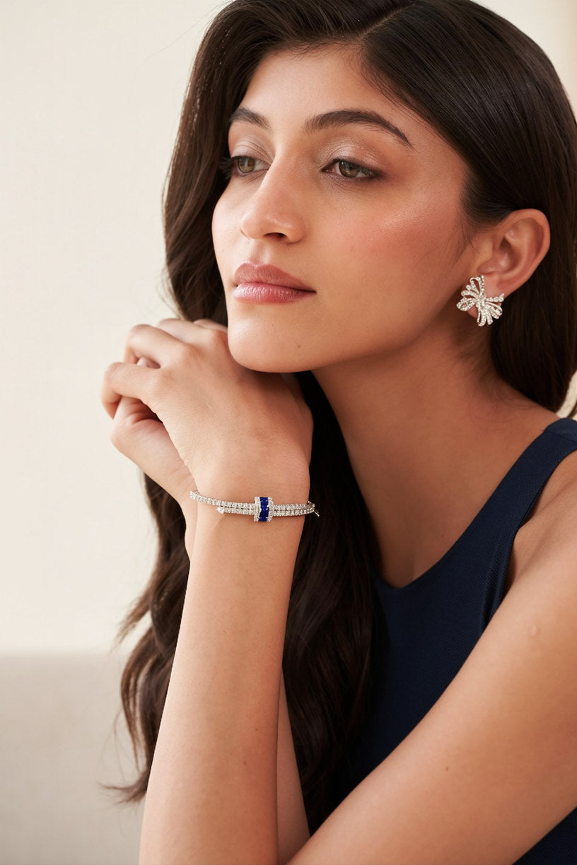 Diamond Twin Row Blue Bracelet