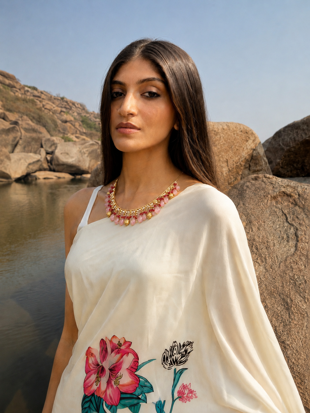 Asmita Pink Aventurine Waterfall SP Necklace