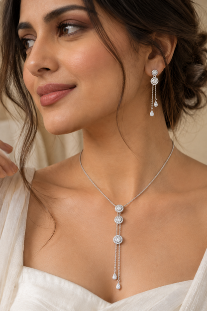 Celeste Halo Tassel Necklace Set