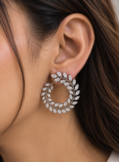 Laurel Leaf Open Hoop Earrings