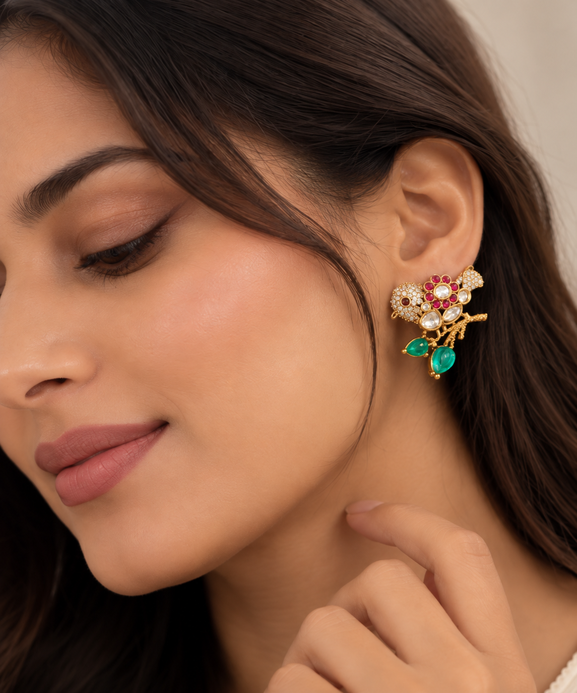 The Rani Kundan Meenakari Studs