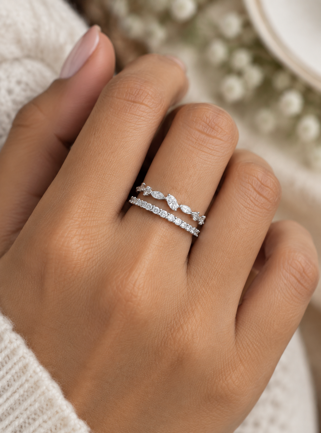 Celestial Marquise Adjustable Diamond Stack Ring Gift Box