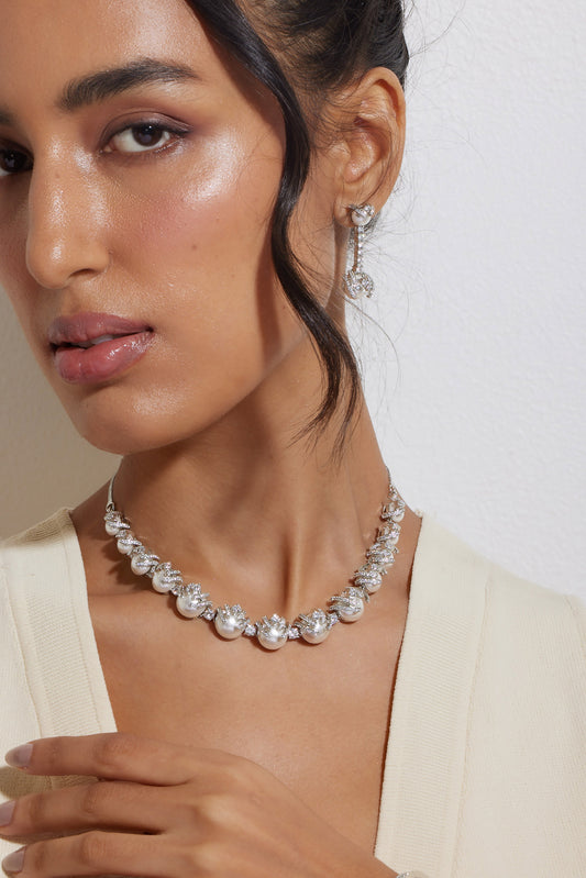 Crown Pearl Necklace Set