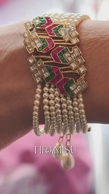 Navya Polki Meenakari Pearl Bracelet