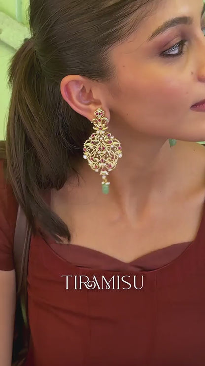 Kavya Haveli Drop Chandelier Polki Earrings