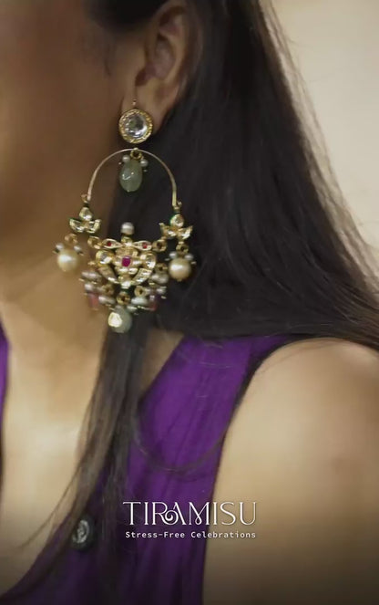 Lipika Chandelier Multicoloured Stones SP Polki Earrings