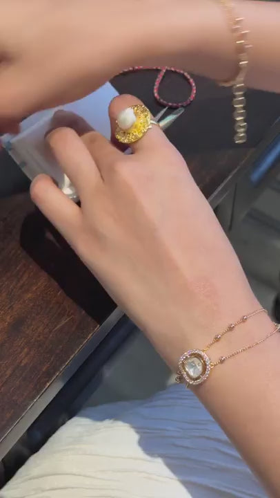 Golden Oyster Pearl Ring