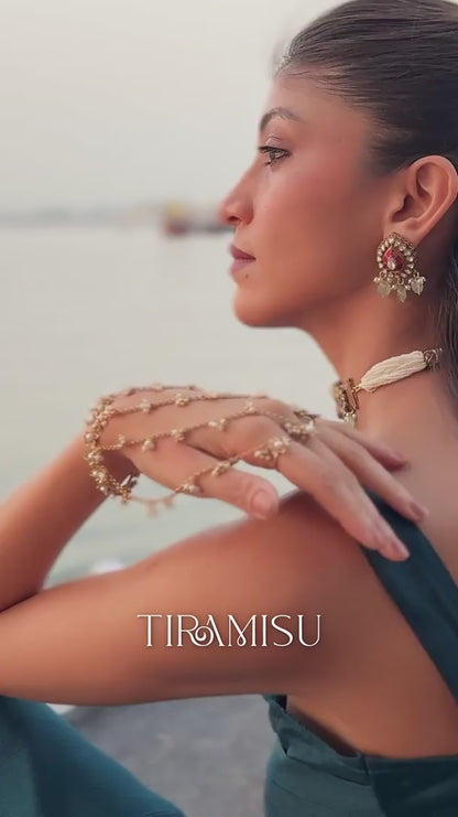 Ganga Pearl Gold Bead Hand Harness