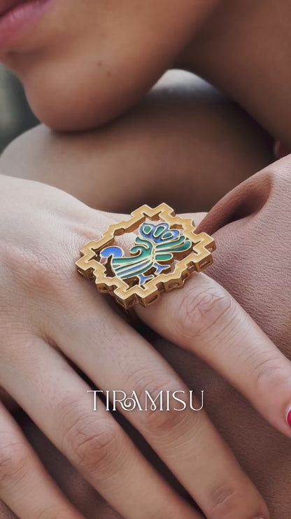 Mayur Polki Meenakari Ring