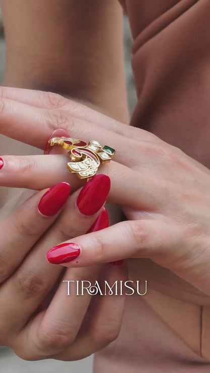 Vasundhara Polki Meenakari Statement Ring