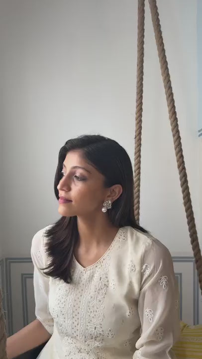 Pearl Rose Drop Earrings