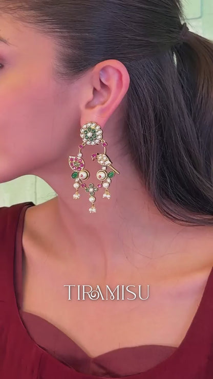 Misha Turquoise Devotion Polki Pearl Earrings